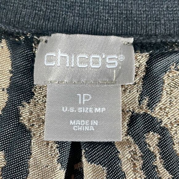 NWT Chico’s Animal Woven Back Cardigan Sweater M Petite - Picture 7 of 9